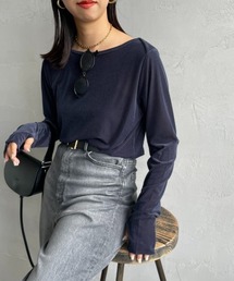[By/m/バイエム] シアーベロア ロングスリーブTシャツ