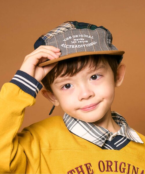 apres les cours（アプレレクール）の「ベーシックロゴジェットキャップ（キャップ・キッズ・ベージュ/チェック・50/54）」の2枚目の写真