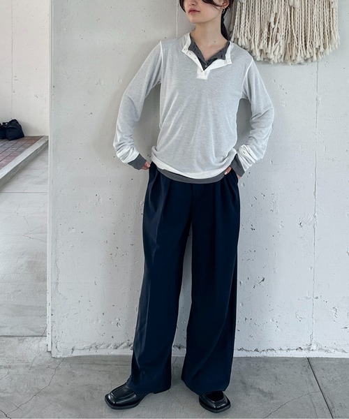 feepur（フェピュール）の「シアーリブヘンリーネックロンTee（Tシャツ/カットソー・レディース・ブラック/グレー/オフホワイト・MEDIUM）」の21枚目の写真