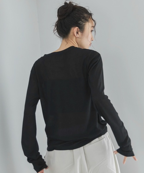 feepur（フェピュール）の「シアーリブヘンリーネックロンTee（Tシャツ/カットソー・レディース・ブラック/グレー/オフホワイト・MEDIUM）」の22枚目の写真