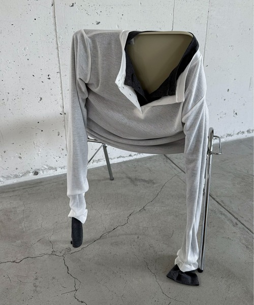 feepur（フェピュール）の「シアーリブヘンリーネックロンTee（Tシャツ/カットソー・レディース・ブラック/グレー/オフホワイト・MEDIUM）」の11枚目の写真