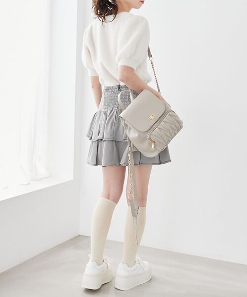 MAJESTIC LEGON（マジェスティックレゴン）の「ハーフスリーブシャギーニット（ニット/セーター・レディース・ピンク/レッド/アイボリー/グレー・MEDIUM）」の7枚目の写真