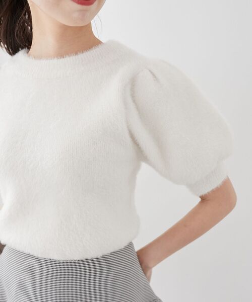 MAJESTIC LEGON（マジェスティックレゴン）の「ハーフスリーブシャギーニット（ニット/セーター・レディース・ピンク/レッド/アイボリー/グレー・MEDIUM）」の8枚目の写真