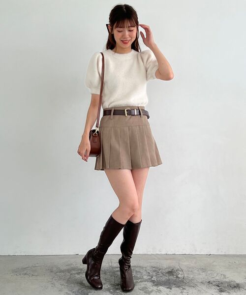 MAJESTIC LEGON（マジェスティックレゴン）の「ハーフスリーブシャギーニット（ニット/セーター・レディース・ピンク/レッド/アイボリー/グレー・MEDIUM）」の9枚目の写真