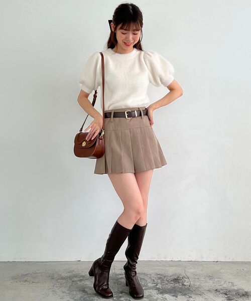 MAJESTIC LEGON（マジェスティックレゴン）の「ハーフスリーブシャギーニット（ニット/セーター・レディース・ピンク/レッド/アイボリー/グレー・MEDIUM）」の10枚目の写真