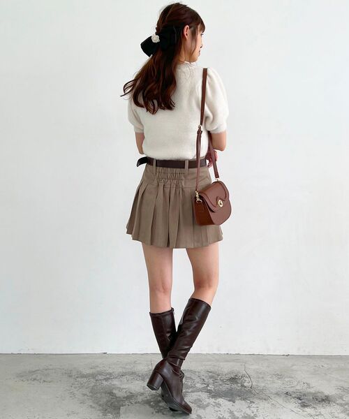 MAJESTIC LEGON（マジェスティックレゴン）の「ハーフスリーブシャギーニット（ニット/セーター・レディース・ピンク/レッド/アイボリー/グレー・MEDIUM）」の12枚目の写真