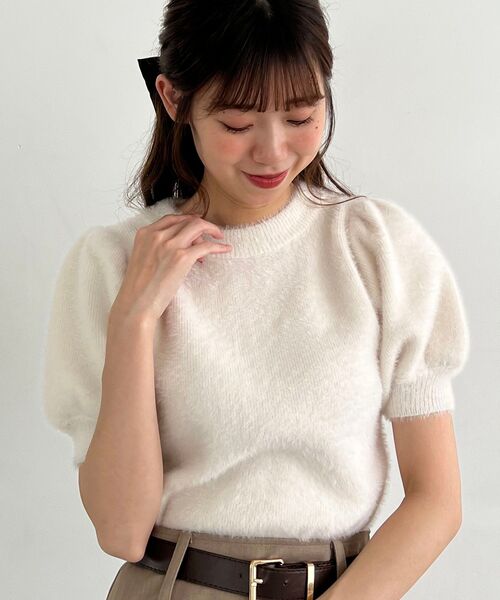 MAJESTIC LEGON（マジェスティックレゴン）の「ハーフスリーブシャギーニット（ニット/セーター・レディース・ピンク/レッド/アイボリー/グレー・MEDIUM）」の15枚目の写真