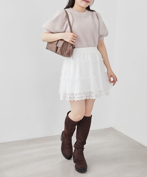 MAJESTIC LEGON（マジェスティックレゴン）の「ハーフスリーブシャギーニット（ニット/セーター・レディース・ピンク/レッド/アイボリー/グレー・MEDIUM）」の17枚目の写真