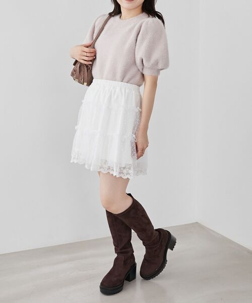 MAJESTIC LEGON（マジェスティックレゴン）の「ハーフスリーブシャギーニット（ニット/セーター・レディース・ピンク/レッド/アイボリー/グレー・MEDIUM）」の18枚目の写真