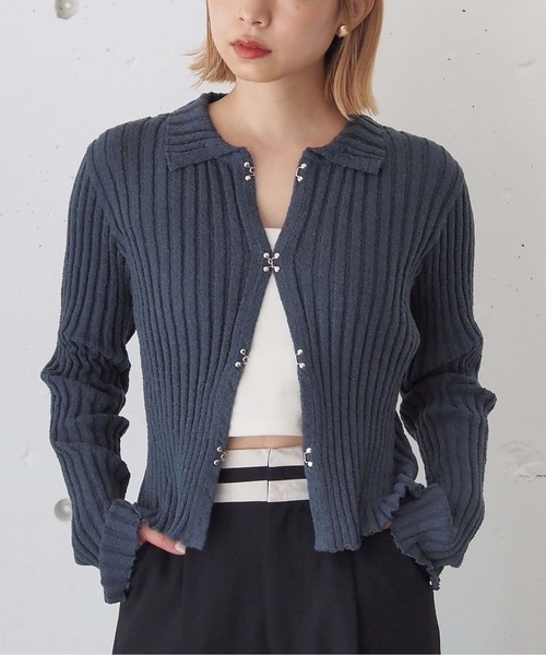TOCCA♡シルク　リブ　リボン　ボレロ　カーディガン　ピンク　XS オンワード セール】 シルクシャギーカーディガン/セットアップ対応