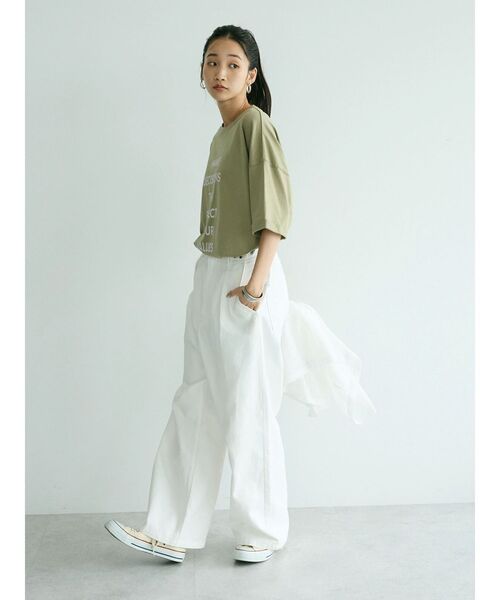 CRAFT STANDARD BOUTIQUE（クラフトスタンダードブティック）の「ホワイトデニムハイウエストワイドパンツ（デニムパンツ・レディース・ホワイト・L/M/S）」の10枚目の写真