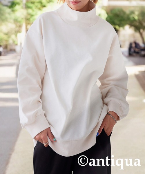 antiqua(アンティカ)の「ボトルネックトップス(Tシャツ/カットソー・レディース・ブラック/グレー/ホワイト・ONESIZE)」の2枚目の写真