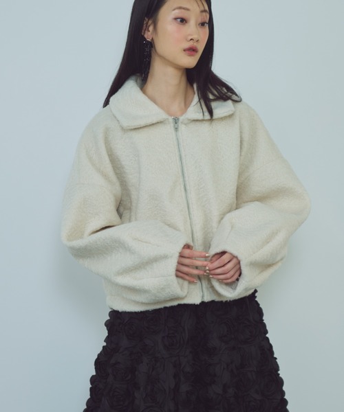 paravion（パラビオン）の「ジップショートブルゾン（ブルゾン・レディース・ダークグレー/アイボリー・FREE）」の10枚目の写真