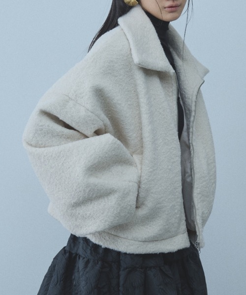 paravion（パラビオン）の「ジップショートブルゾン（ブルゾン・レディース・ダークグレー/アイボリー・FREE）」の13枚目の写真