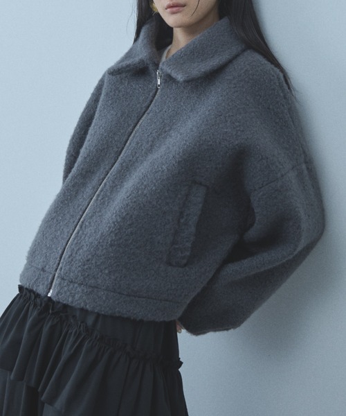 paravion（パラビオン）の「ジップショートブルゾン（ブルゾン・レディース・ダークグレー/アイボリー・FREE）」の5枚目の写真