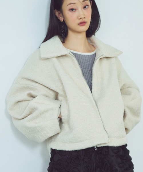 paravion（パラビオン）の「ジップショートブルゾン（ブルゾン・レディース・ダークグレー/アイボリー・FREE）」の20枚目の写真
