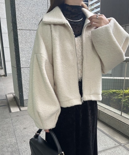 paravion（パラビオン）の「ジップショートブルゾン（ブルゾン・レディース・ダークグレー/アイボリー・FREE）」の18枚目の写真