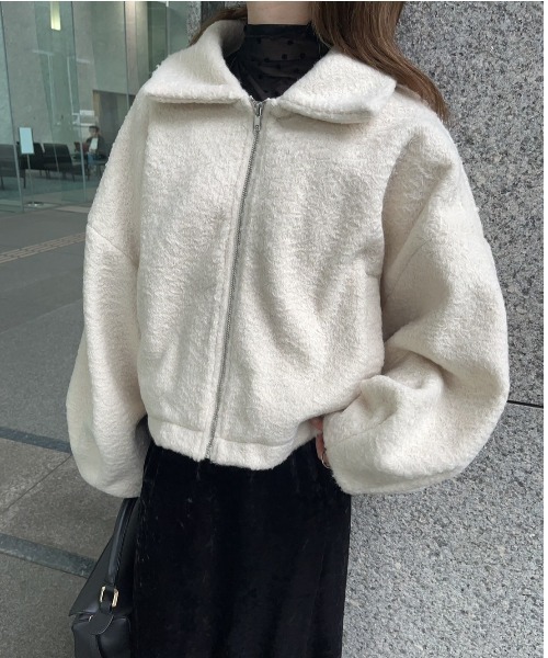 paravion（パラビオン）の「ジップショートブルゾン（ブルゾン・レディース・ダークグレー/アイボリー・FREE）」の19枚目の写真