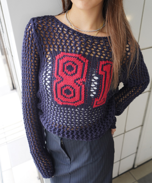 Guess(ゲス)の「GUESS/ゲス GO CROCHET LS CREW W4YG63D5960(ニット/セーター・レディース・ブラック・SMALL)」の1枚目の写真