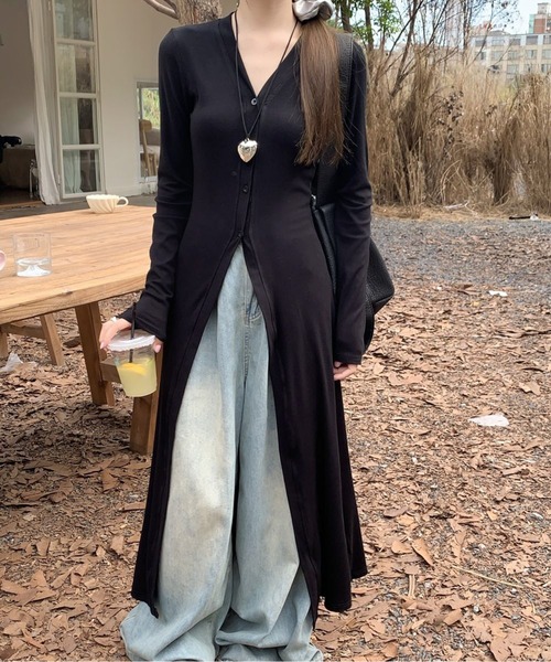 ♡万能Vネックロングニットカーディガン Vネックロングニットカーディガン（カーディガン/ボレロ）｜AMAJI