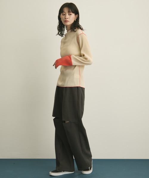 フロントカットワイドスラックス/セットアップ着用可能(スラックス)|MERLOT(メルロー) フロントカットワイドスラックス/セットアップ着用可能(スラックス)|MERLOT(メルロー)