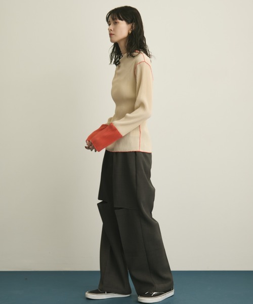 フロントカットワイドスラックス/セットアップ着用可能(スラックス)|MERLOT(メルロー) フロントカットワイドスラックス/セットアップ着用可能(スラックス)|MERLOT(メルロー)