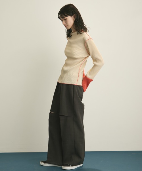 フロントカットワイドスラックス/セットアップ着用可能(スラックス)|MERLOT(メルロー) フロントカットワイドスラックス/セットアップ着用可能(スラックス)|MERLOT(メルロー)