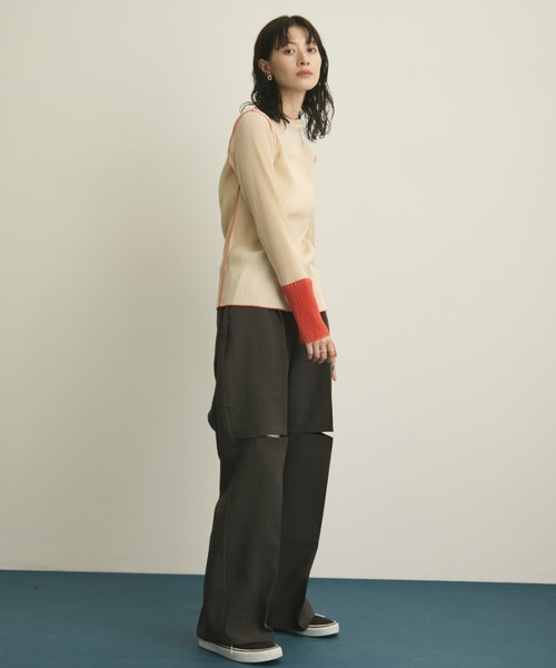 フロントカットワイドスラックス/セットアップ着用可能(スラックス)|MERLOT(メルロー) フロントカットワイドスラックス/セットアップ着用可能(スラックス)|MERLOT(メルロー)