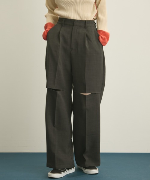 フロントカットワイドスラックス/セットアップ着用可能(スラックス)|MERLOT(メルロー) フロントカットワイドスラックス/セットアップ着用可能(スラックス)|MERLOT(メルロー)