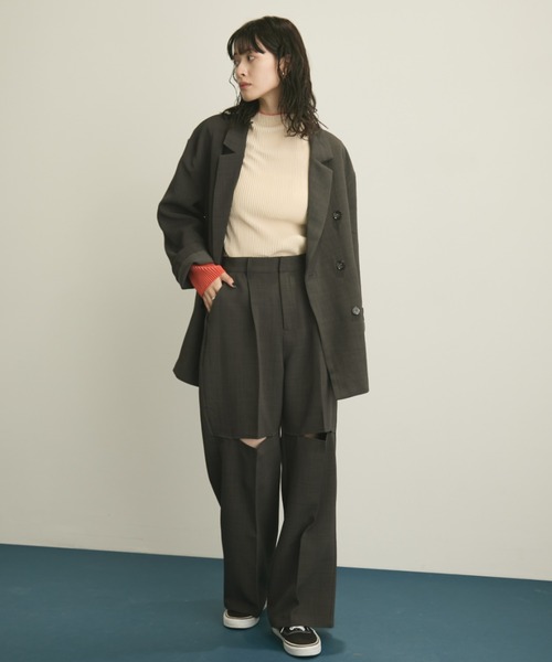 フロントカットワイドスラックス/セットアップ着用可能(スラックス)|MERLOT(メルロー) フロントカットワイドスラックス/セットアップ着用可能(スラックス)|MERLOT(メルロー)