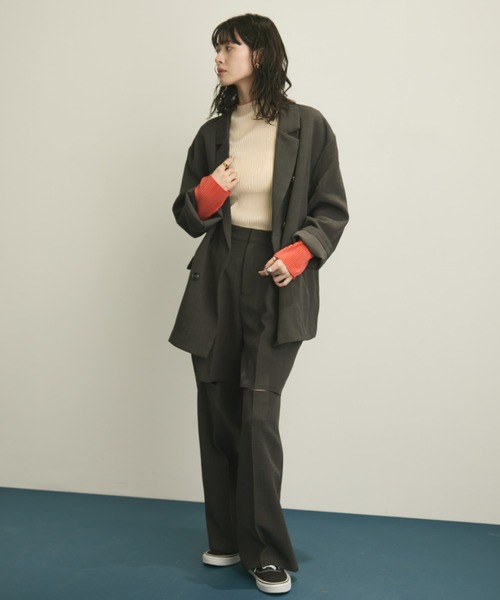 フロントカットワイドスラックス/セットアップ着用可能(スラックス)|MERLOT(メルロー) フロントカットワイドスラックス/セットアップ着用可能(スラックス)|MERLOT(メルロー)