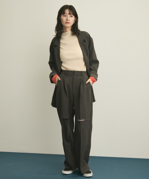 フロントカットワイドスラックス/セットアップ着用可能(スラックス)|MERLOT(メルロー) フロントカットワイドスラックス/セットアップ着用可能(スラックス)|MERLOT(メルロー)