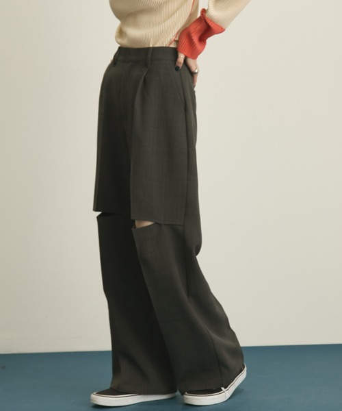 フロントカットワイドスラックス/セットアップ着用可能(スラックス)|MERLOT(メルロー) フロントカットワイドスラックス/セットアップ着用可能(スラックス)|MERLOT(メルロー)