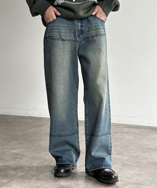 CPCM（シーピーシーエム）の「シームポケットワイドデニムパンツ（デニムパンツ・メンズ・ブラック/ブルー・MEDIUM/LARGE）」の2枚目の写真