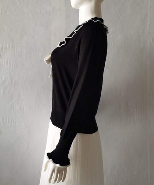 Miniministore(ミニミニストア)の「ニットトップス レディース リボン付き(ニット/セーター・レディース・ブラック/ホワイト・FREE)」の4枚目の写真
