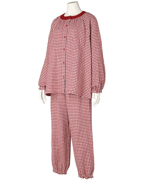 KID BLUE（キッドブルー）の「キッドブルー -２４Ｗガーゼギンガム -長袖パジャマ -KNAK532 -kidblue（ルームウェア/パジャマ・レディース・ブラック/レッド・M/L）」の13枚目の写真