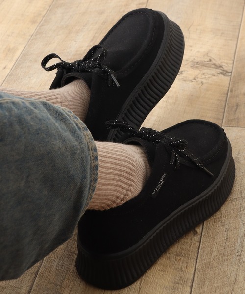 U.S. POLO ASSN.(ユーエスポロアッスン)の「【U.S. POLO ASSN./ユーエスポロアッスン】 フェイクスウェード 厚底 チャッカブーツ(モカシン/デッキシューズ・レディース・ブラック/ベージュ・23.0cm/24.0cm/25.0cm)」の4枚目の写真