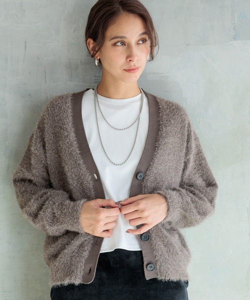 HEREIAM(ヘレイアム)の「【HEREIAM】グランパシャギーカーディガン(カーディガン/ボレロ・レディース・チャコールグレー/モカ・FREE)」の1枚目の写真