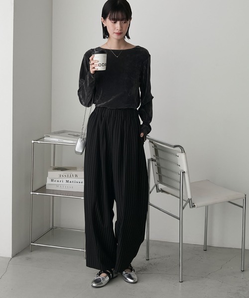 forksy.】ツイルストライプカーブパンツ（スラックス）｜forksy