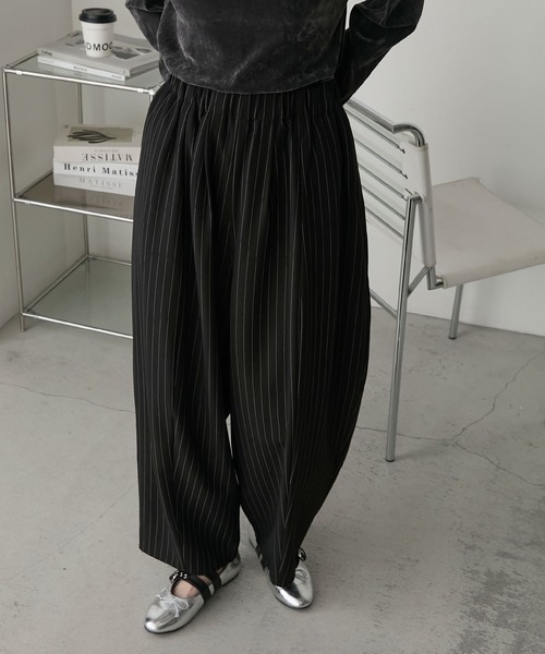 forksy.】ツイルストライプカーブパンツ（スラックス）｜forksy