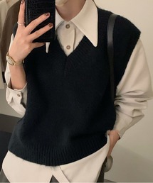 MACHATT ブラック Vネック ノースリーブ MACHATT ブラック Vネック ノースリーブ