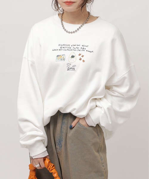 DOUBLE NAME（ダブルネーム）の「【yuma】みんなのきょうりゅうずかんプルオーバー/ユニセックス（スウェット・レディース・ブラック/オフホワイト・FREE）」の15枚目の写真