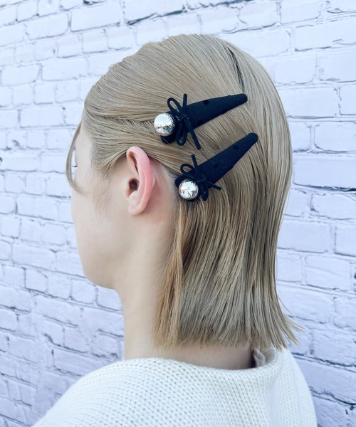 RUBY AND YOU（ルビーアンドユー）の「［select］ドット柄ヘアピン 2個セット（ヘアピン・レディース・ブラック・FREE）」の2枚目の写真