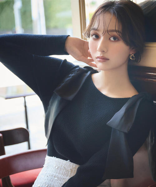 PROPORTION BODY DRESSING（プロポーションボディドレッシング）の「ショルダーリボンリブニット / 1215170002（ニット/セーター・レディース・ブラック/ブルー/ホワイト系その他・FREE）」の3枚目の写真