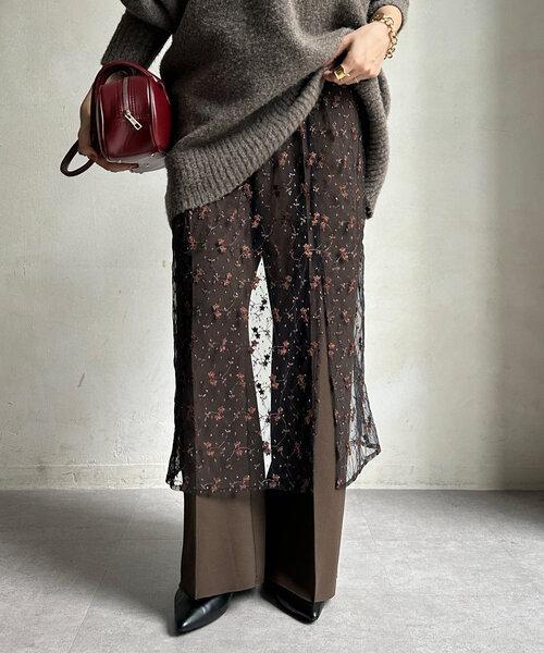 DouDou（ドゥドゥ）の「チュール刺繍オーバースカート（スカート・レディース・ブラック/サーモンピンク・FREE）」の22枚目の写真