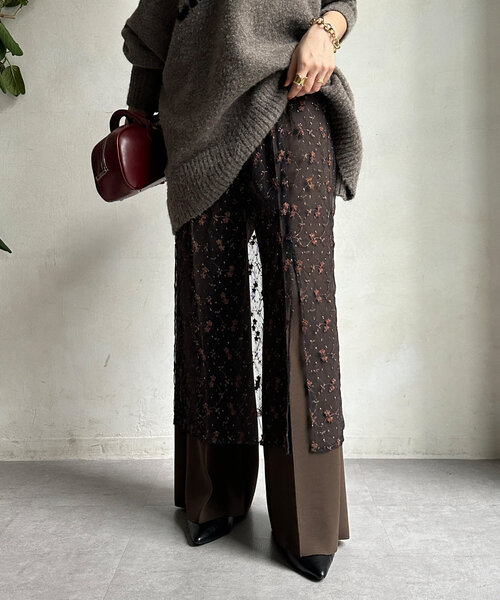 DouDou（ドゥドゥ）の「チュール刺繍オーバースカート（スカート・レディース・ブラック/サーモンピンク・FREE）」の21枚目の写真