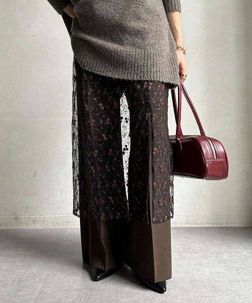 DouDou（ドゥドゥ）の「チュール刺繍オーバースカート（スカート・レディース・ブラック/サーモンピンク・FREE）」の20枚目の写真