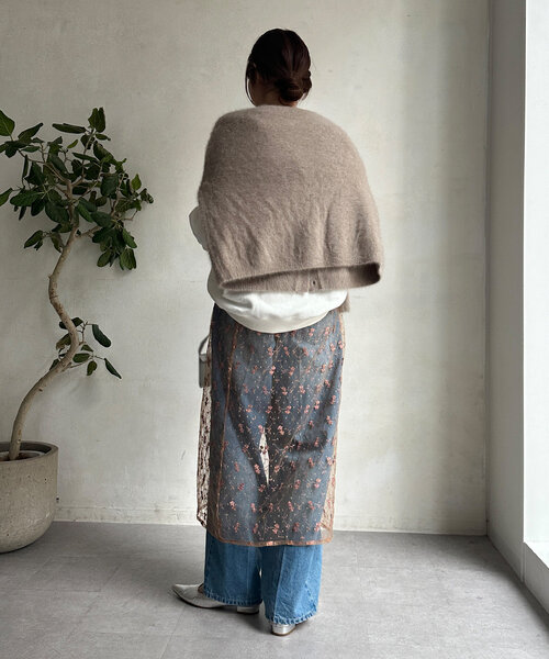 DouDou（ドゥドゥ）の「チュール刺繍オーバースカート（スカート・レディース・ブラック/サーモンピンク・FREE）」の14枚目の写真