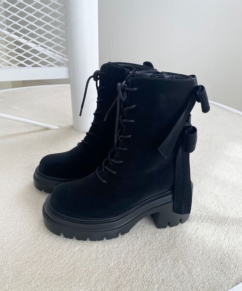 MAJESTIC LEGON（マジェスティックレゴン）の「【WEB限定アイテム】ダブルリボンレースアップブーツ（ブーツ・レディース・ブラック・LARGE/MEDIUM/SMALL）」の8枚目の写真