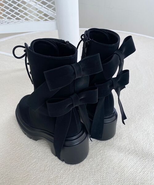 MAJESTIC LEGON（マジェスティックレゴン）の「【WEB限定アイテム】ダブルリボンレースアップブーツ（ブーツ・レディース・ブラック・LARGE/MEDIUM/SMALL）」の9枚目の写真